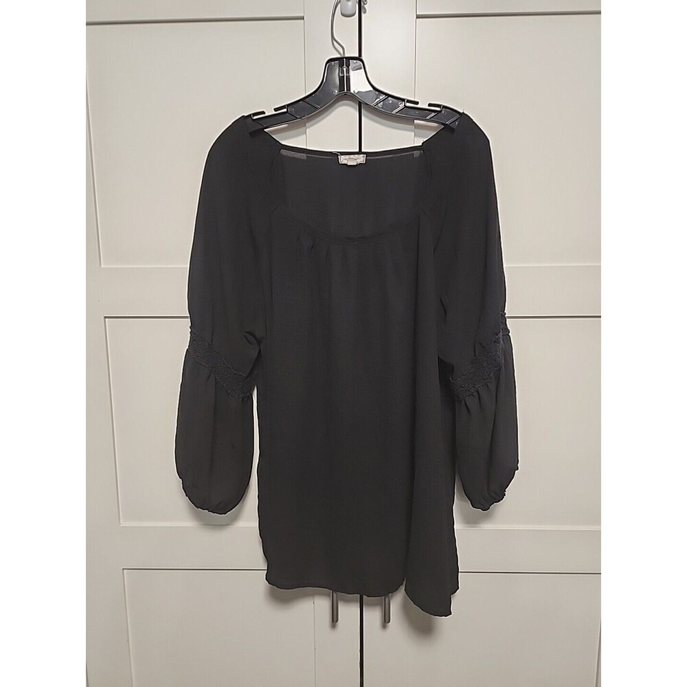 Eyeshadow Women's Blouse Long sleeve Black Size 1X
